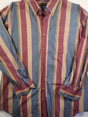Cotton Classics by Valente Mens XL Striped Button Down Shirt Long Sleeve Multi
